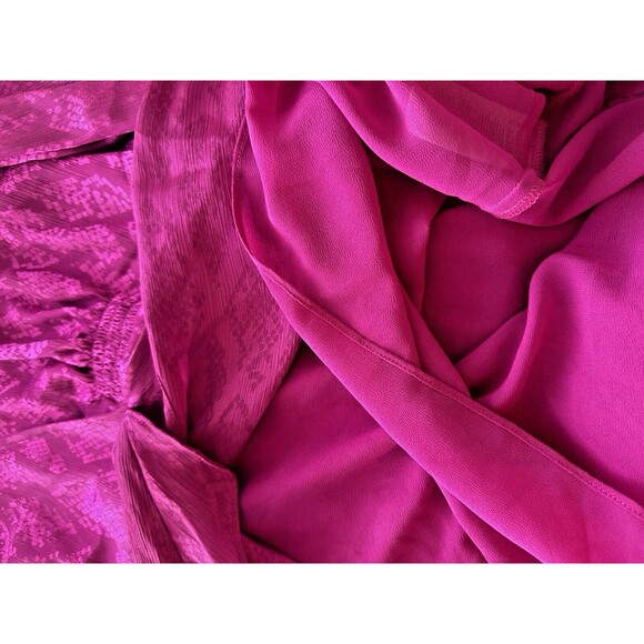 Michael Kors Plus Size Jacquard Snakeskin-Print Ruffled Mini Dress Fuchsia 1X - Picture 12 of 14